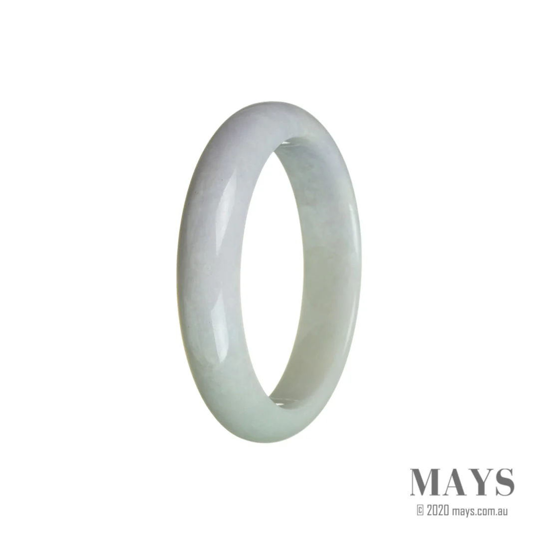 Genuine Grade A Lavender with Green Burma Jade Bracelet - 55mm Half Moon