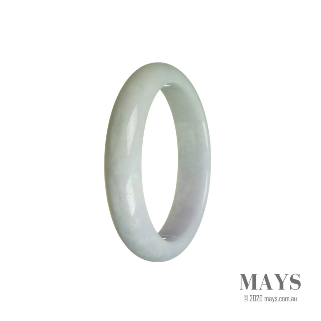 Genuine Grade A Lavender with Green Burma Jade Bracelet - 55mm Half Moon - Image 3