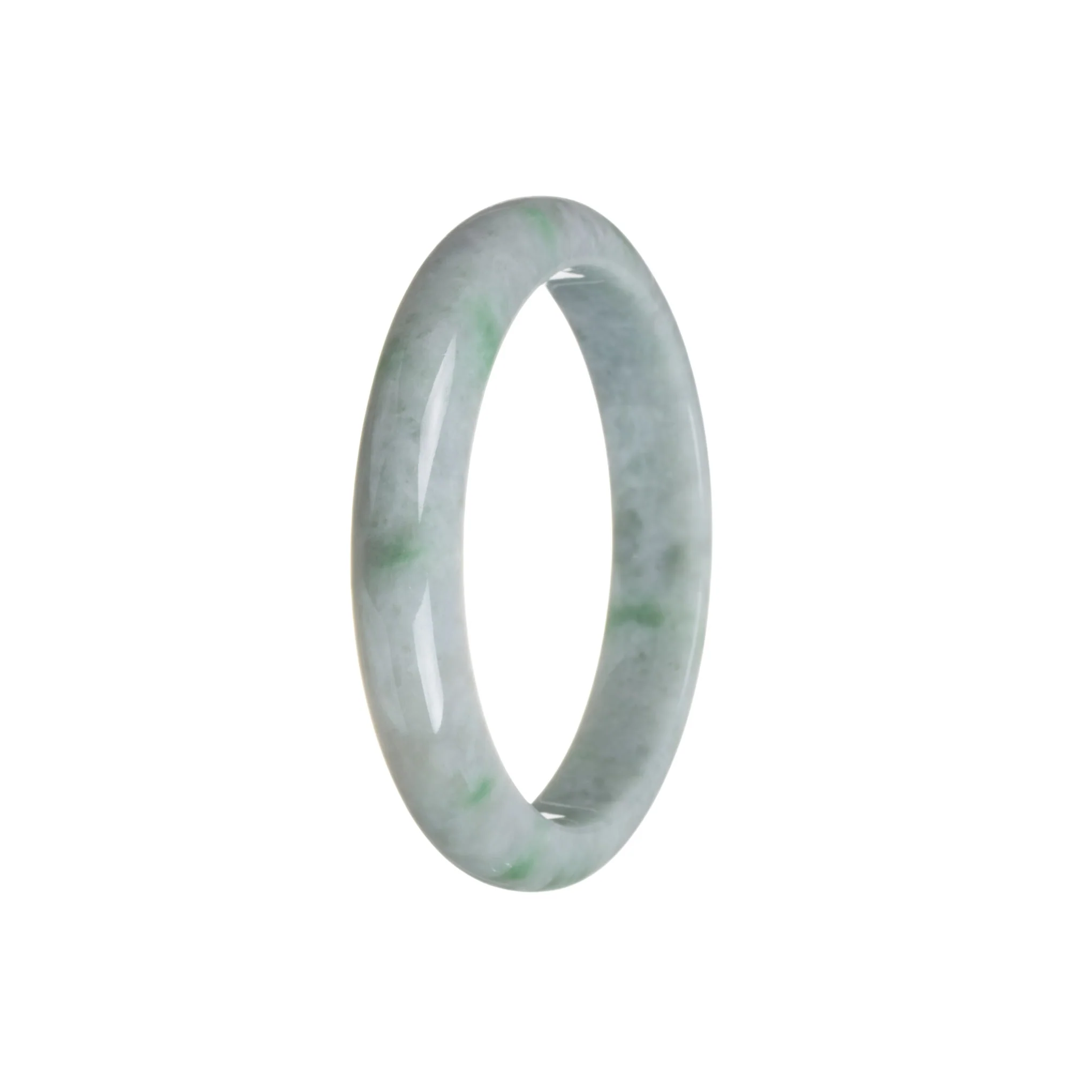 Real Grade A Grey with Green Jadeite Bracelet - 57mm Half Moon - Image 2