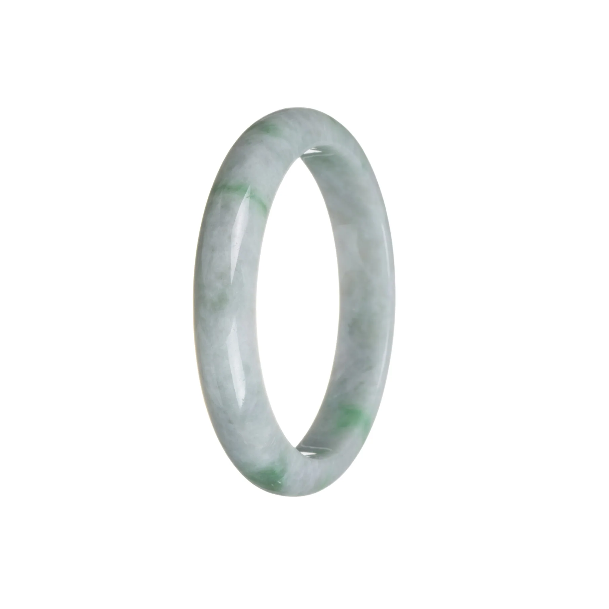 Real Grade A Grey with Green Jadeite Bracelet - 57mm Half Moon - Image 3