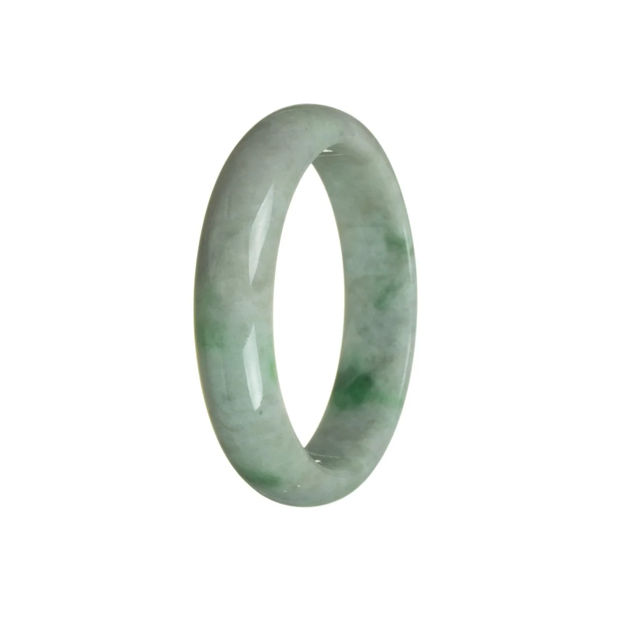 Real Grade A Light Grey with Green Jade Bangle Bracelet - 58mm Half Moon - Image 3