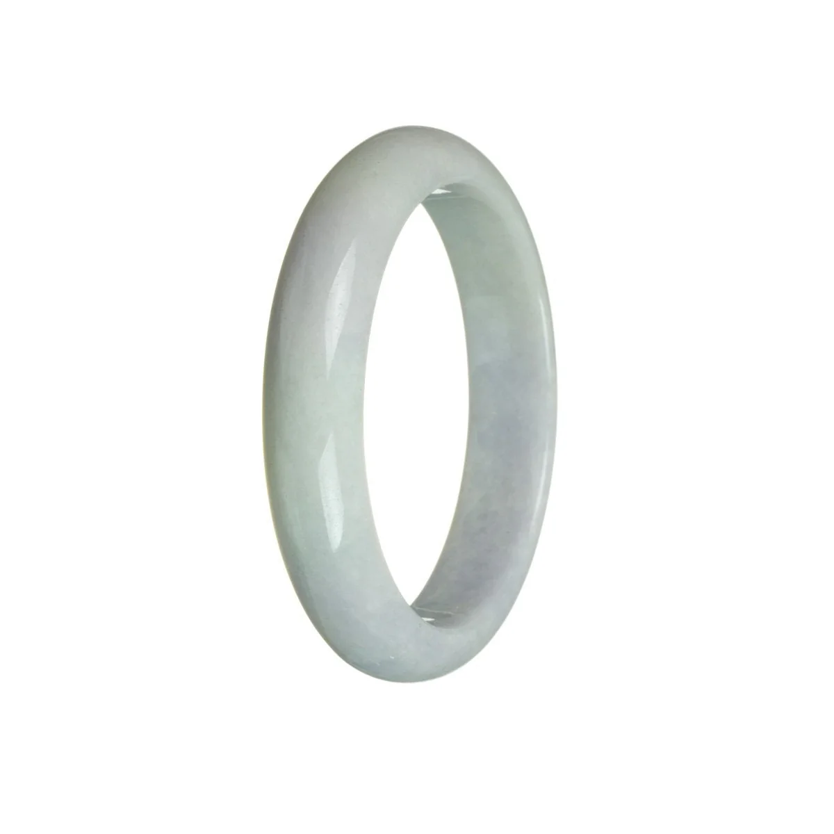Genuine Grade A Lavender with Green Burma Jade Bangle Bracelet - 60mm Half Moon - Image 3