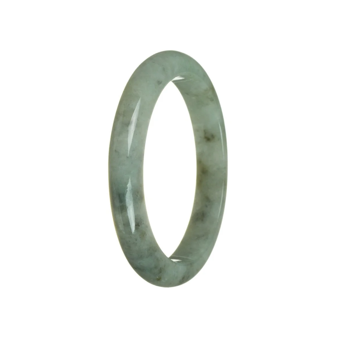 Genuine Natural Grey Jadeite Jade Bracelet - 60mm Half Moon