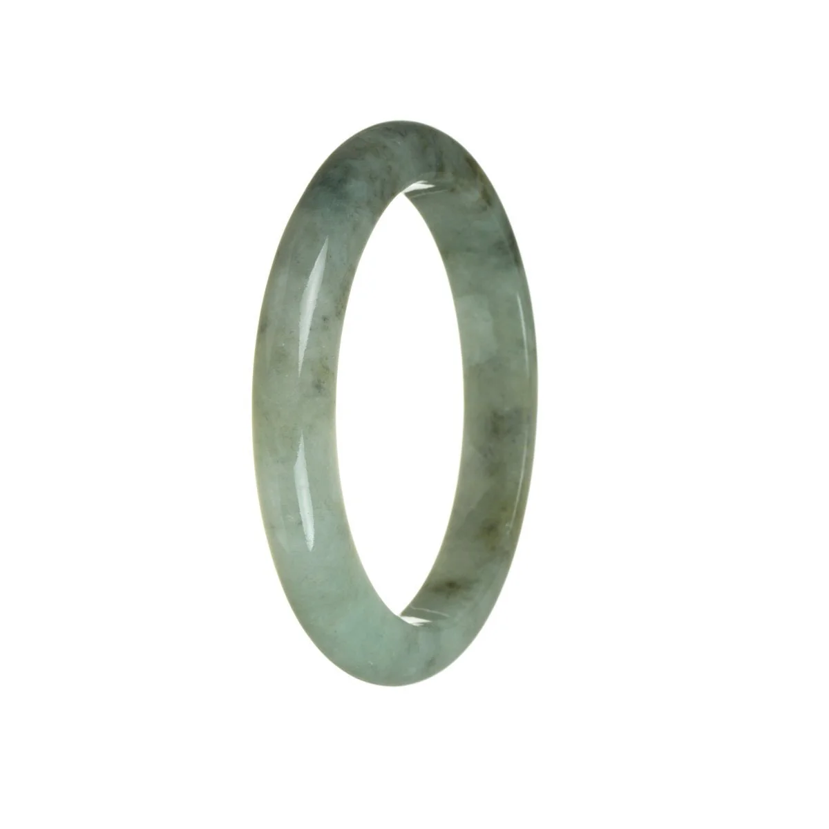 Genuine Natural Grey Jadeite Jade Bracelet - 60mm Half Moon - Image 2