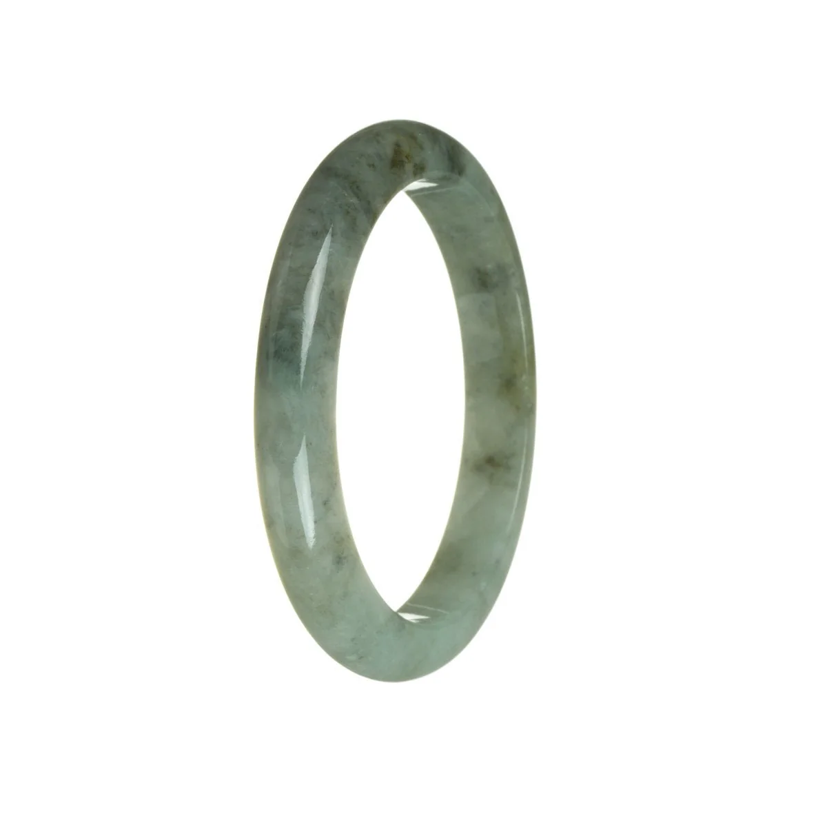 Genuine Natural Grey Jadeite Jade Bracelet - 60mm Half Moon - Image 3