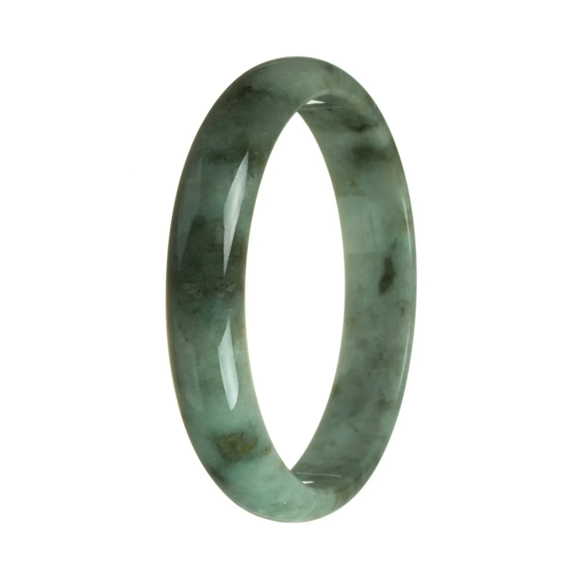 Certified Untreated Green Jade Bracelet - 76mm Half Moon - Image 2