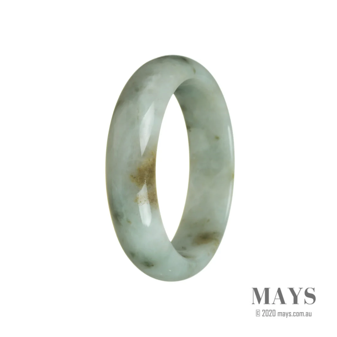 Authentic Grade A Pale Green Jadeite Bangle Bracelet - 58mm Half Moon
