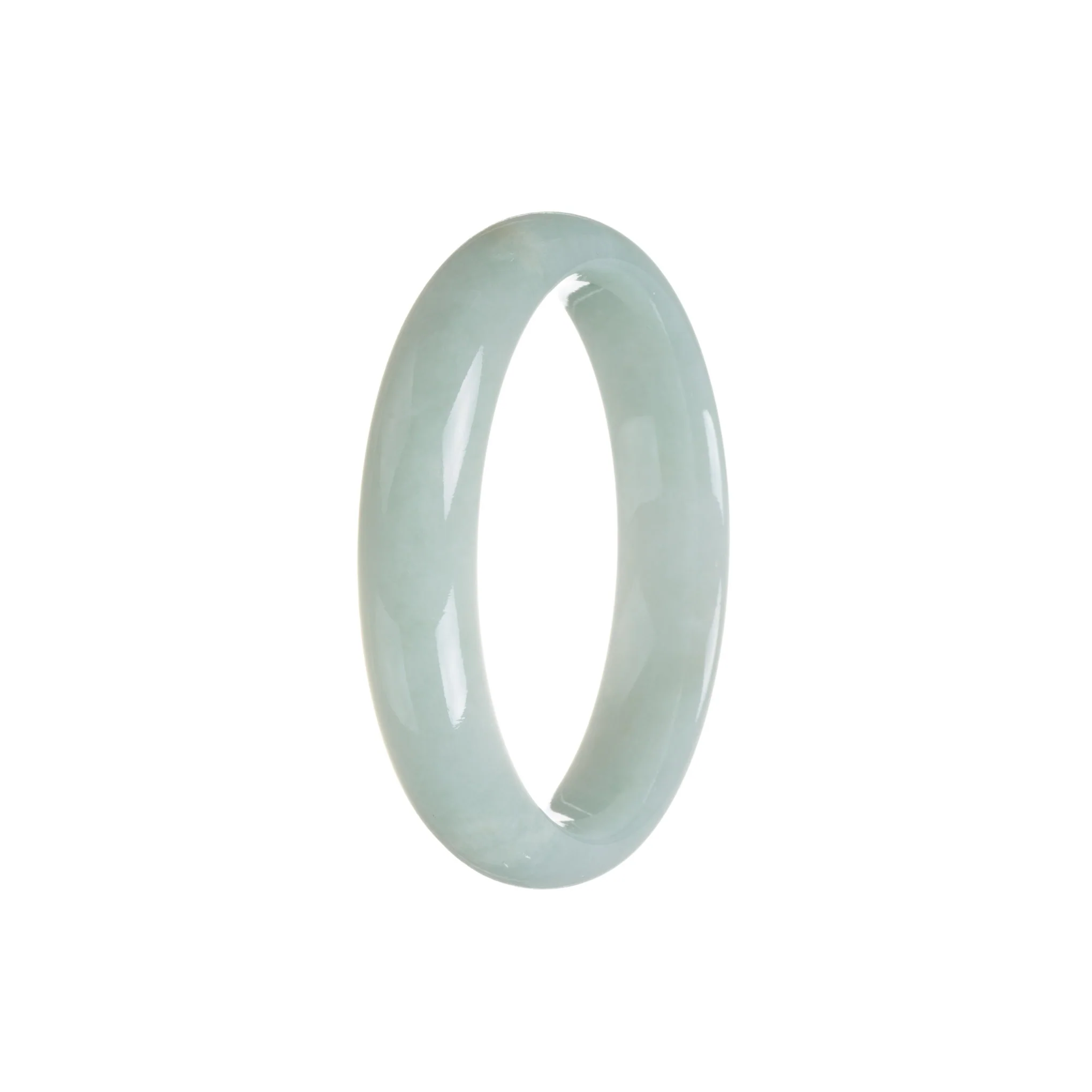 Real Grade A Green Jadeite Bangle Bracelet - 56mm Half Moon - Image 3