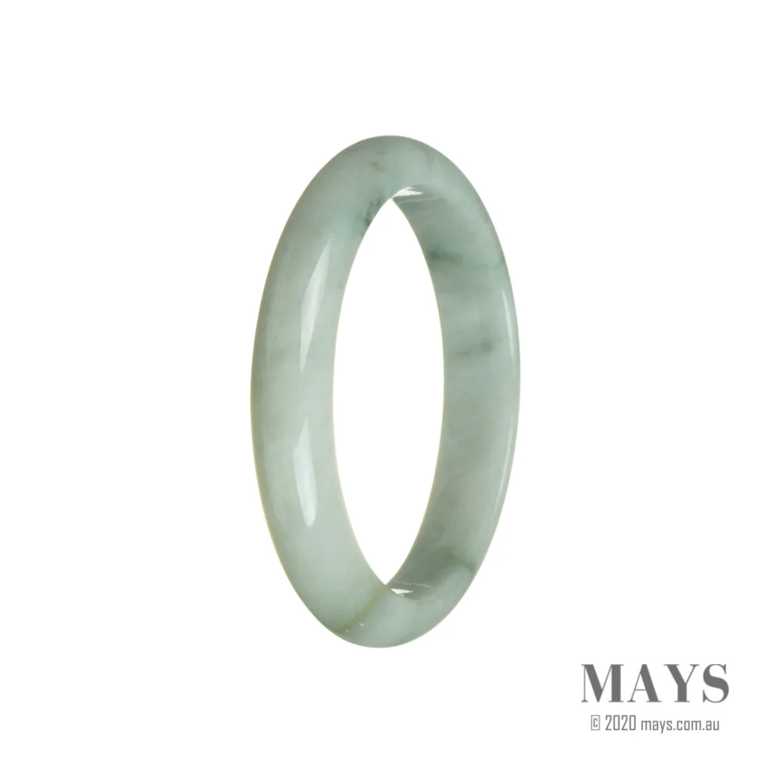 Real Untreated Green with Grey Jadeite Jade Bangle Bracelet - 59mm Half Moon - Image 2