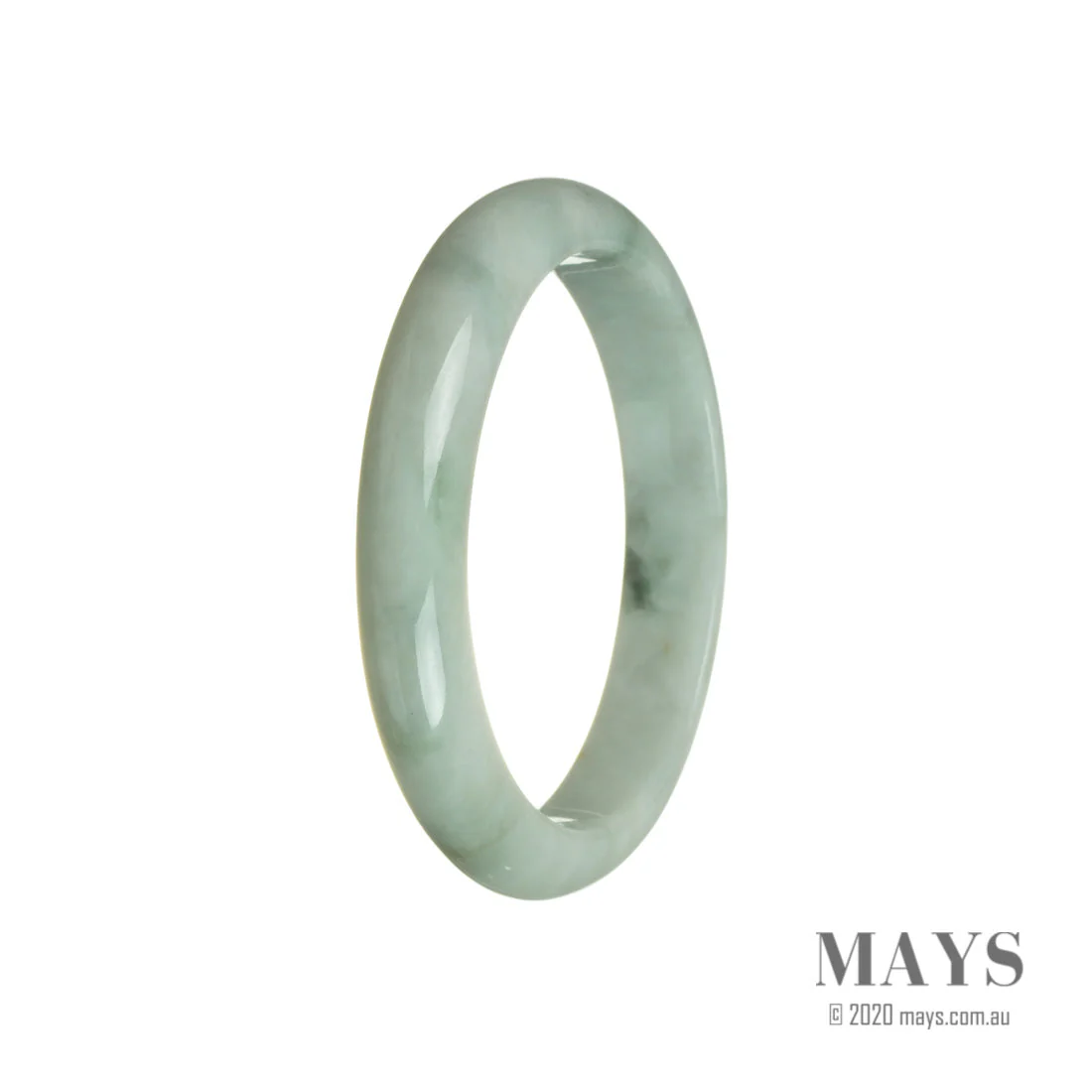 Real Untreated Green with Grey Jadeite Jade Bangle Bracelet - 59mm Half Moon - Image 3