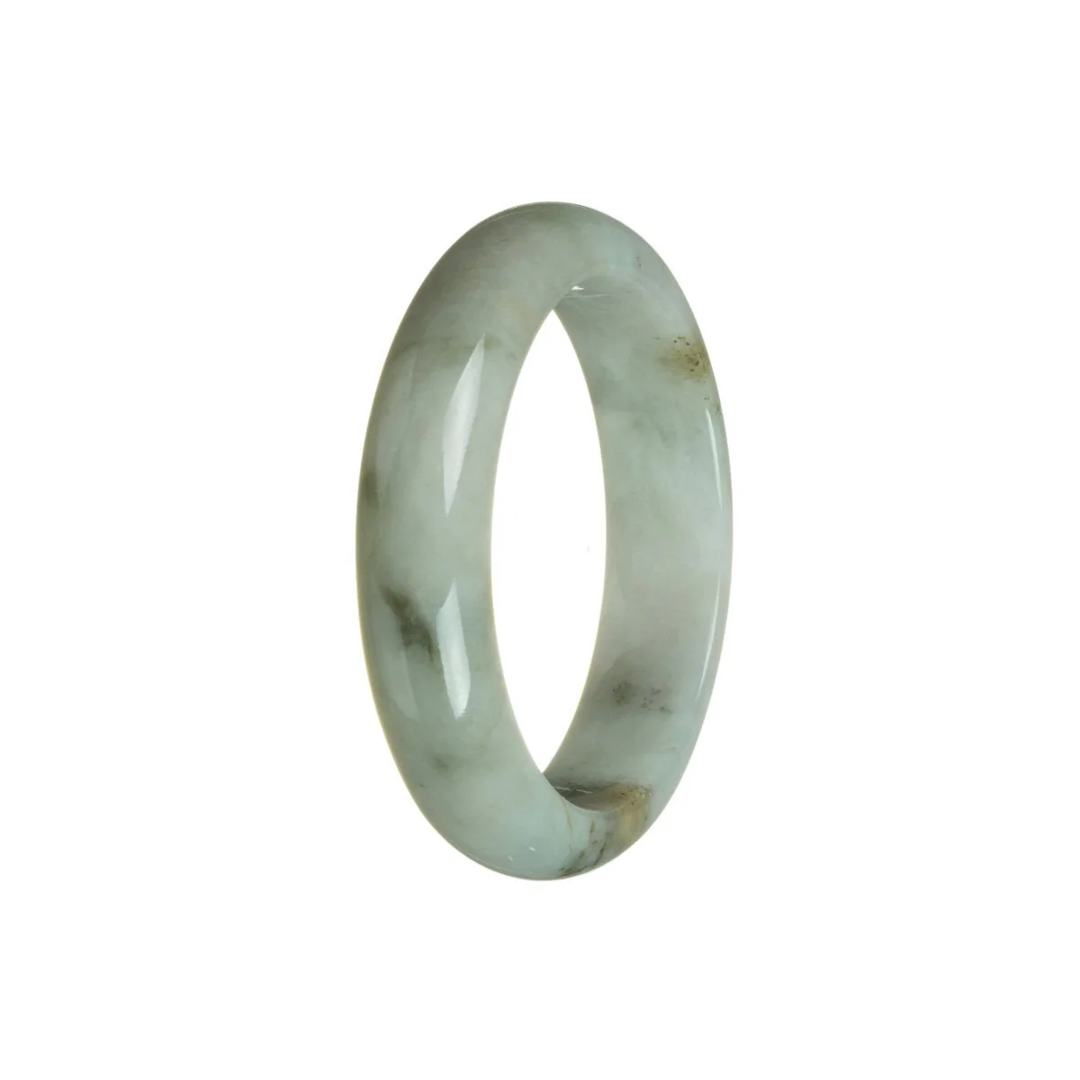 Real Type A White Jadeite Jade Bracelet - 55mm Half Moon