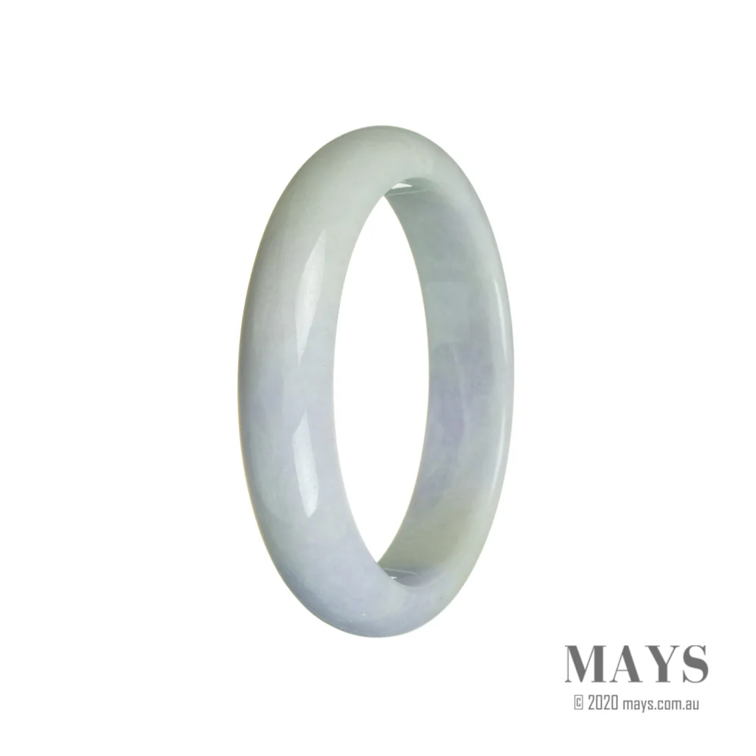 Certified Grade A Lavender with Green Burma Jade Bangle Bracelet - 60mm Half Moon