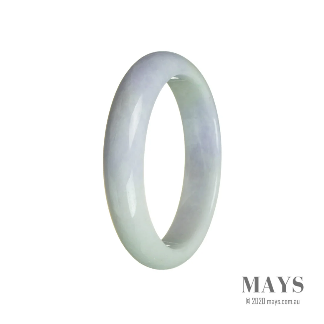 Certified Grade A Lavender with Green Burma Jade Bangle Bracelet - 60mm Half Moon - Image 2