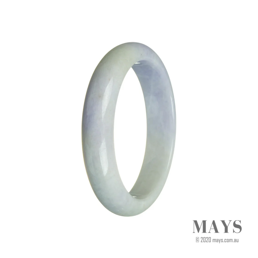 Certified Grade A Lavender with Green Burma Jade Bangle Bracelet - 60mm Half Moon - Image 3