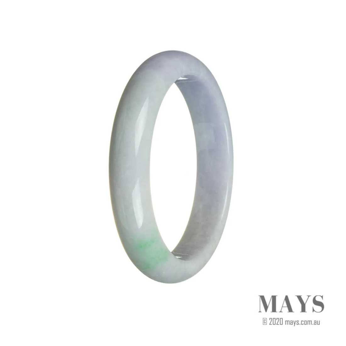Genuine Grade A Lavender Jadeite Bangle Bracelet - 60mm Half Moon