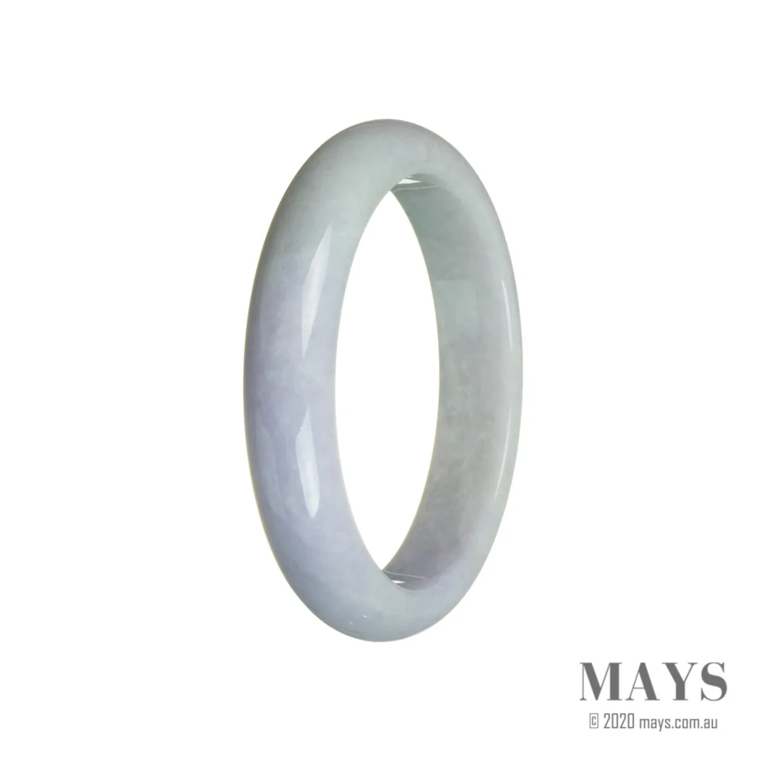 Genuine Grade A Lavender Jadeite Bangle Bracelet - 60mm Half Moon - Image 2