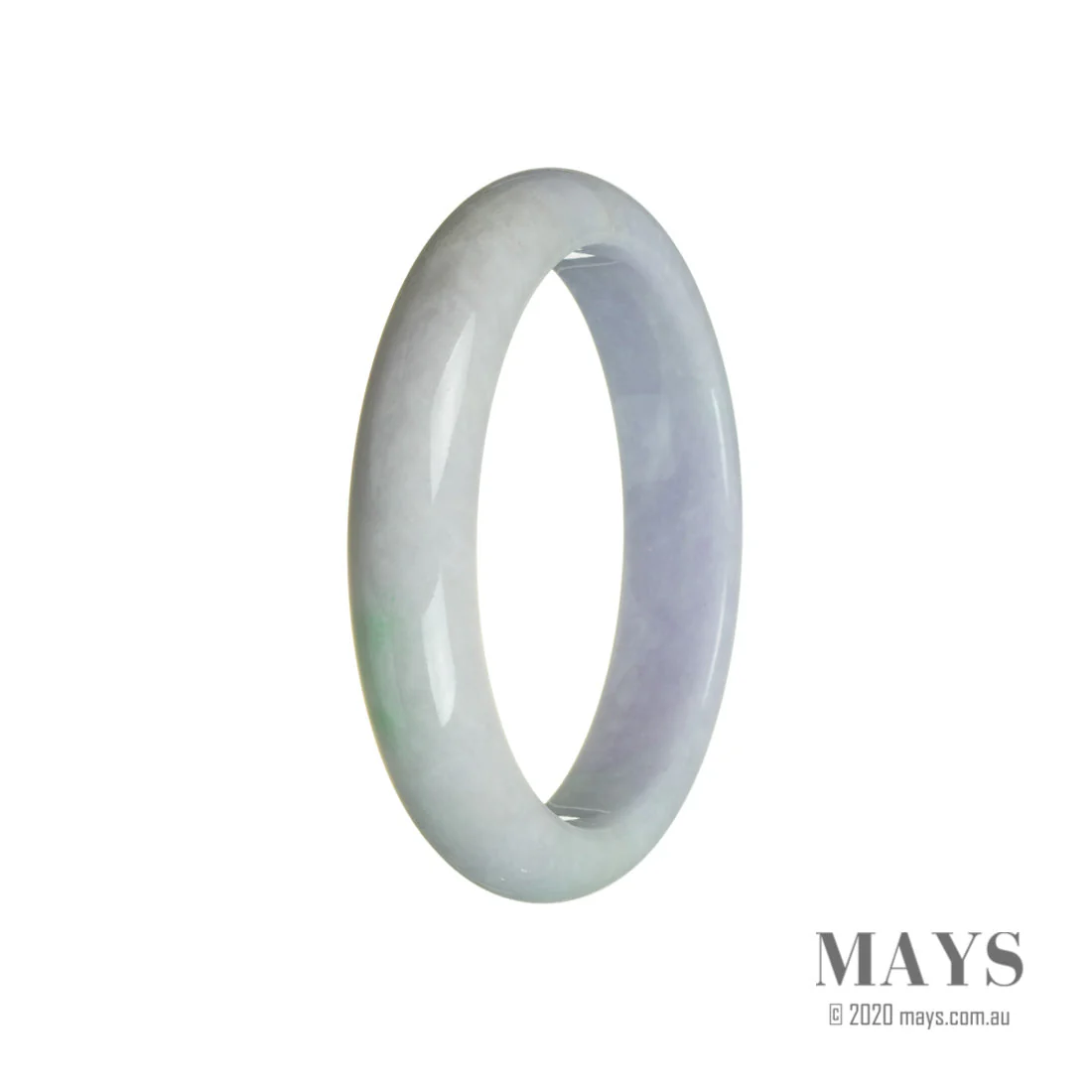 Genuine Grade A Lavender Jadeite Bangle Bracelet - 60mm Half Moon - Image 3