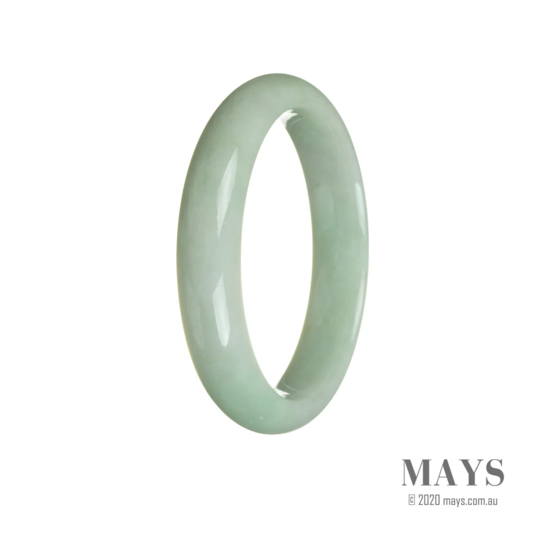 Real Grade A Green with White Burma Jade Bangle Bracelet - 59mm Half Moon - Image 2