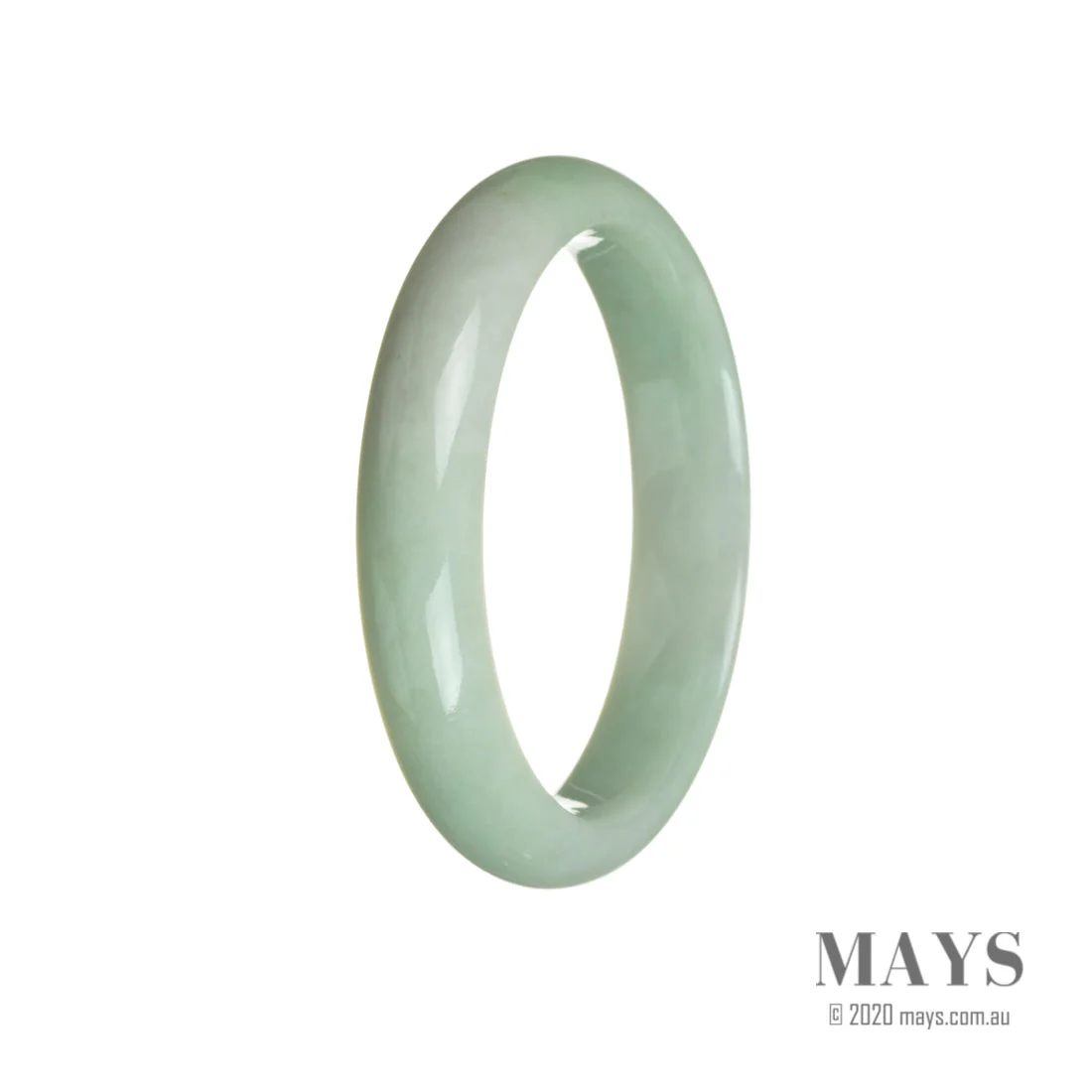 Real Grade A Green with White Burma Jade Bangle Bracelet - 59mm Half Moon - Image 3