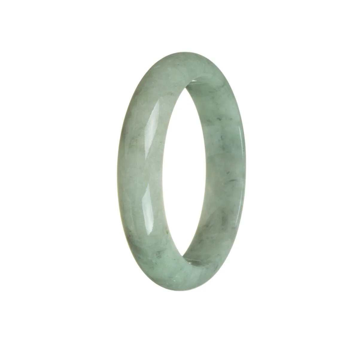 Genuine Untreated Green Jade Bangle - 58mm Half Moon