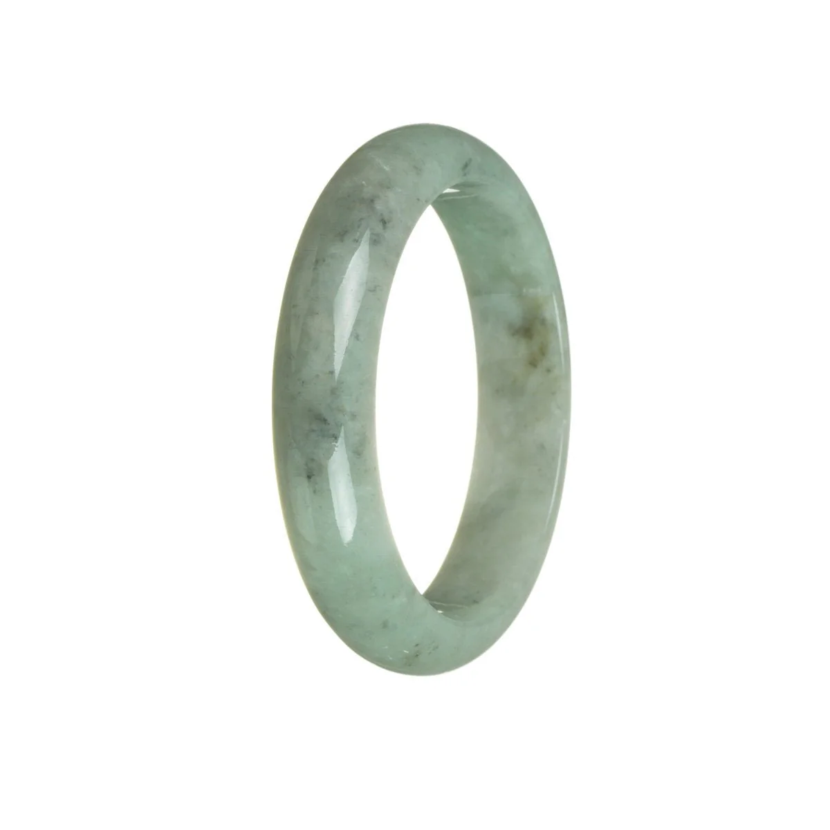 Genuine Untreated Green Jade Bangle - 58mm Half Moon - Image 2