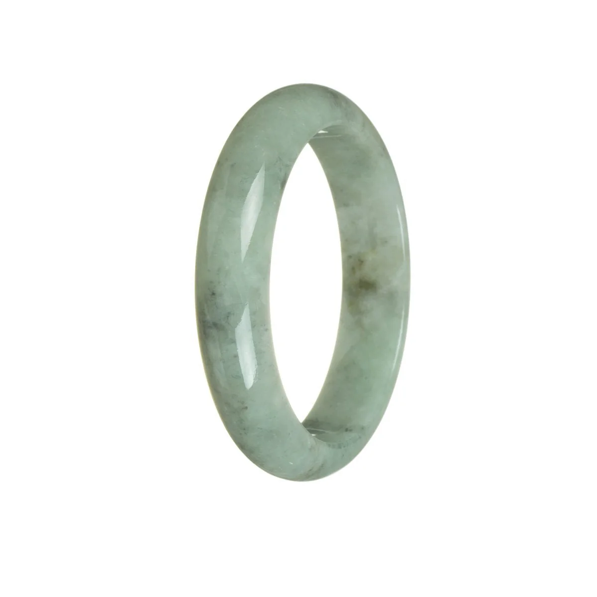 Genuine Untreated Green Jade Bangle - 58mm Half Moon - Image 3