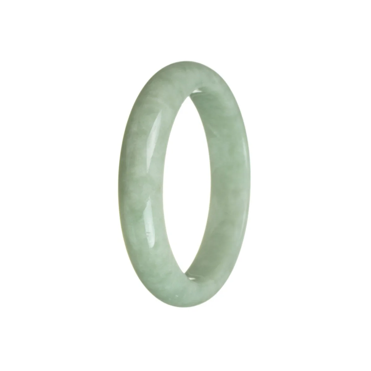 Real Grade A Green Traditional Jade Bangle - 57mm Half Moon