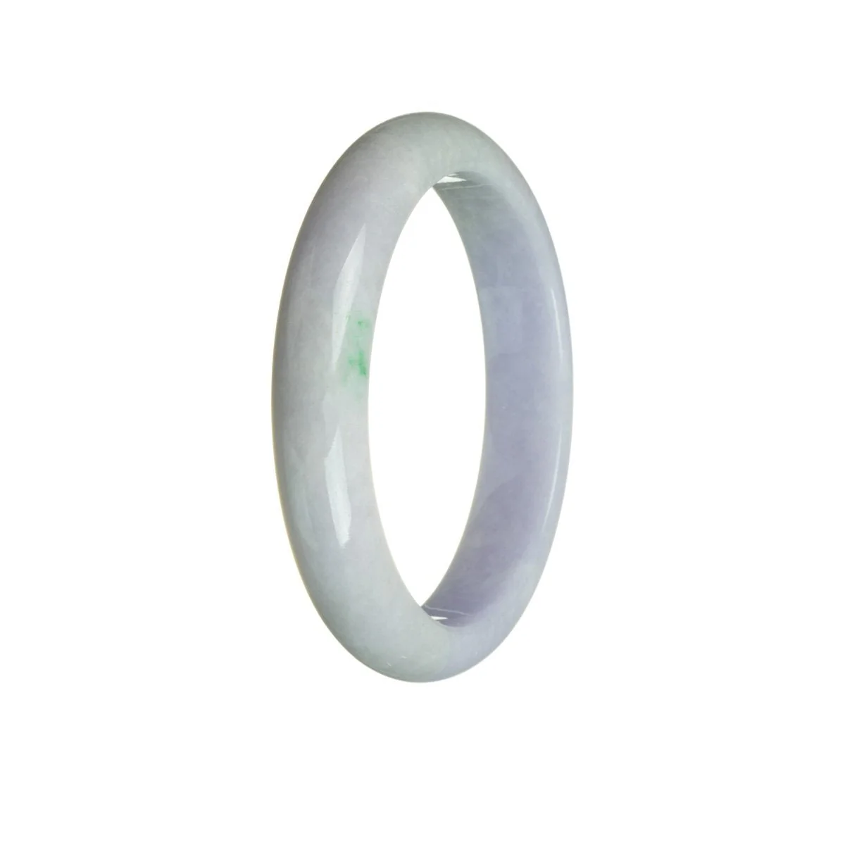 Real Natural Lavender with Green Traditional Jade Bangle Bracelet - 60mm Half Moon