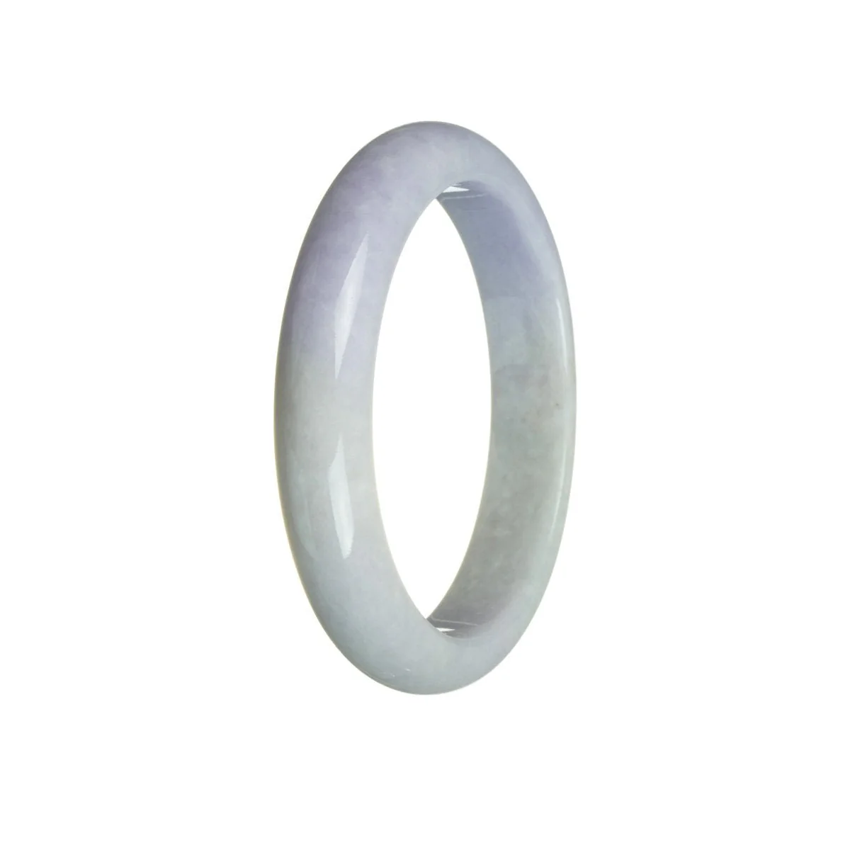 Real Natural Lavender with Green Traditional Jade Bangle Bracelet - 60mm Half Moon - Image 2