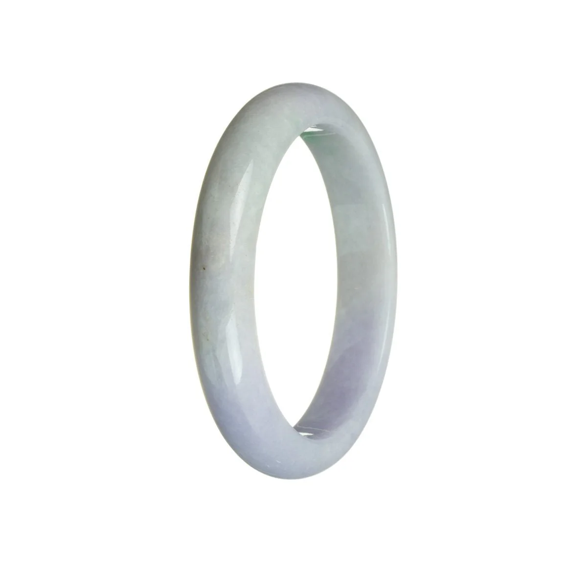 Real Natural Lavender with Green Traditional Jade Bangle Bracelet - 60mm Half Moon - Image 3