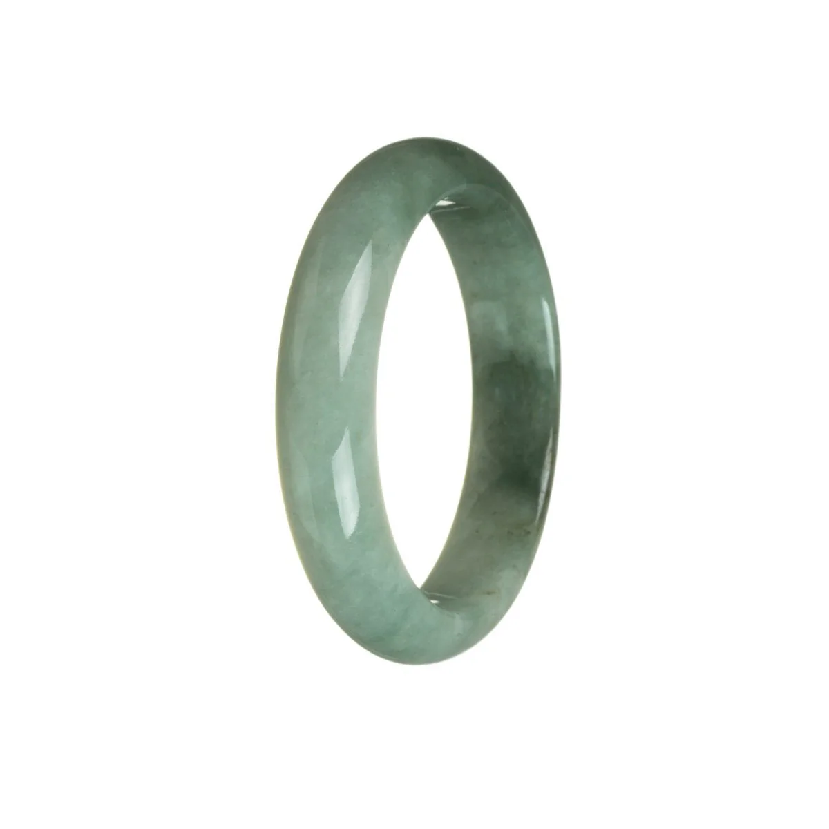Authentic Grade A Green with Pale Green Traditional Jade Bracelet - 55mm Half Moon - Image 2