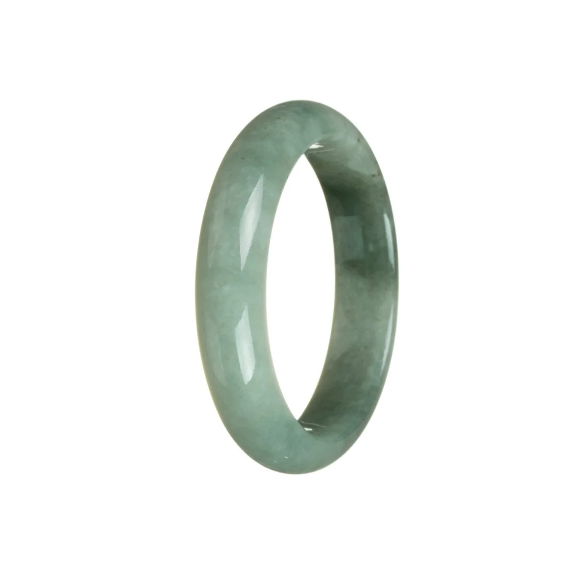 Authentic Grade A Green with Pale Green Traditional Jade Bracelet - 55mm Half Moon - Image 3