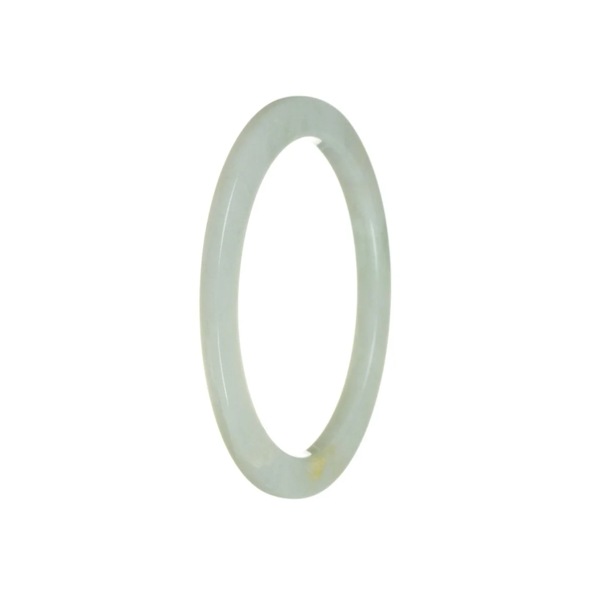 Genuine Untreated White with Pale Green Jade Bangle Bracelet - 59mm Thin - Image 2