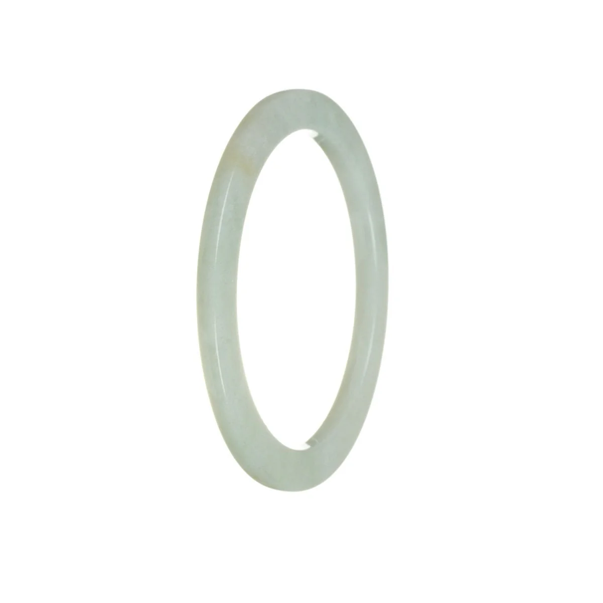 Genuine Untreated White with Pale Green Jade Bangle Bracelet - 59mm Thin - Image 3