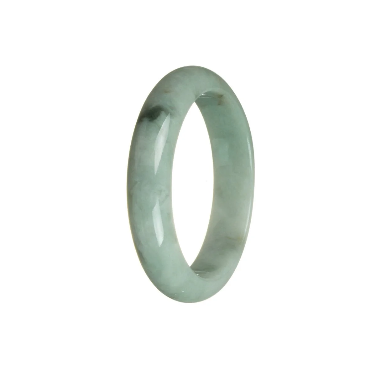 Genuine Type A Bluish Green Burmese Jade Bangle Bracelet - 56mm Half Moon