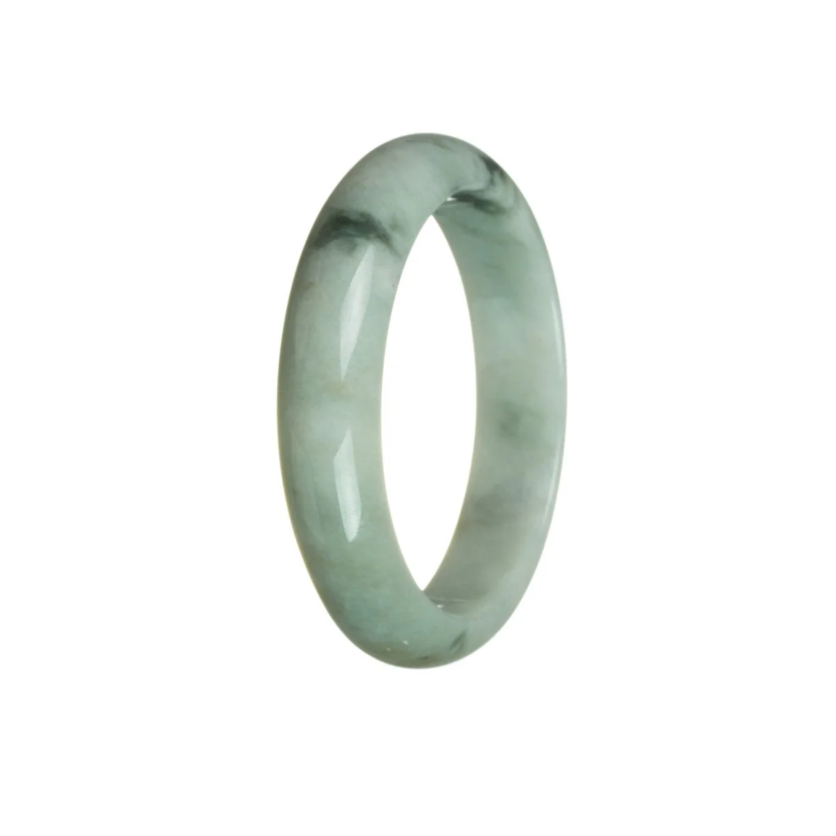 Genuine Type A Bluish Green Burmese Jade Bangle Bracelet - 56mm Half Moon - Image 2