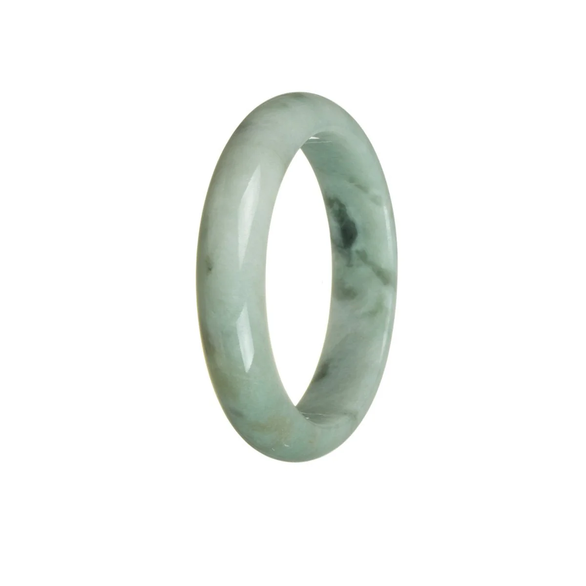Genuine Type A Bluish Green Burmese Jade Bangle Bracelet - 56mm Half Moon - Image 3