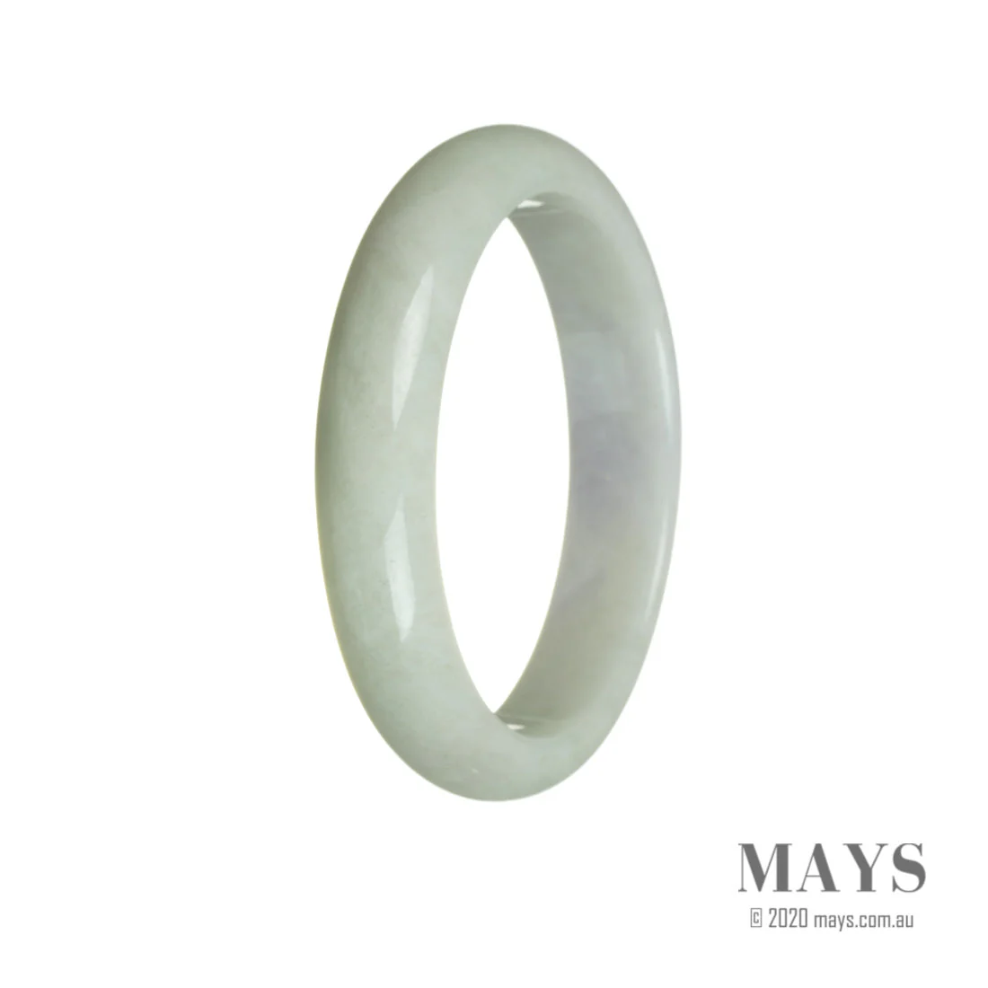 Genuine Untreated Pale Green with Lavender Jadeite Bangle Bracelet - 60mm Half Moon - Image 3