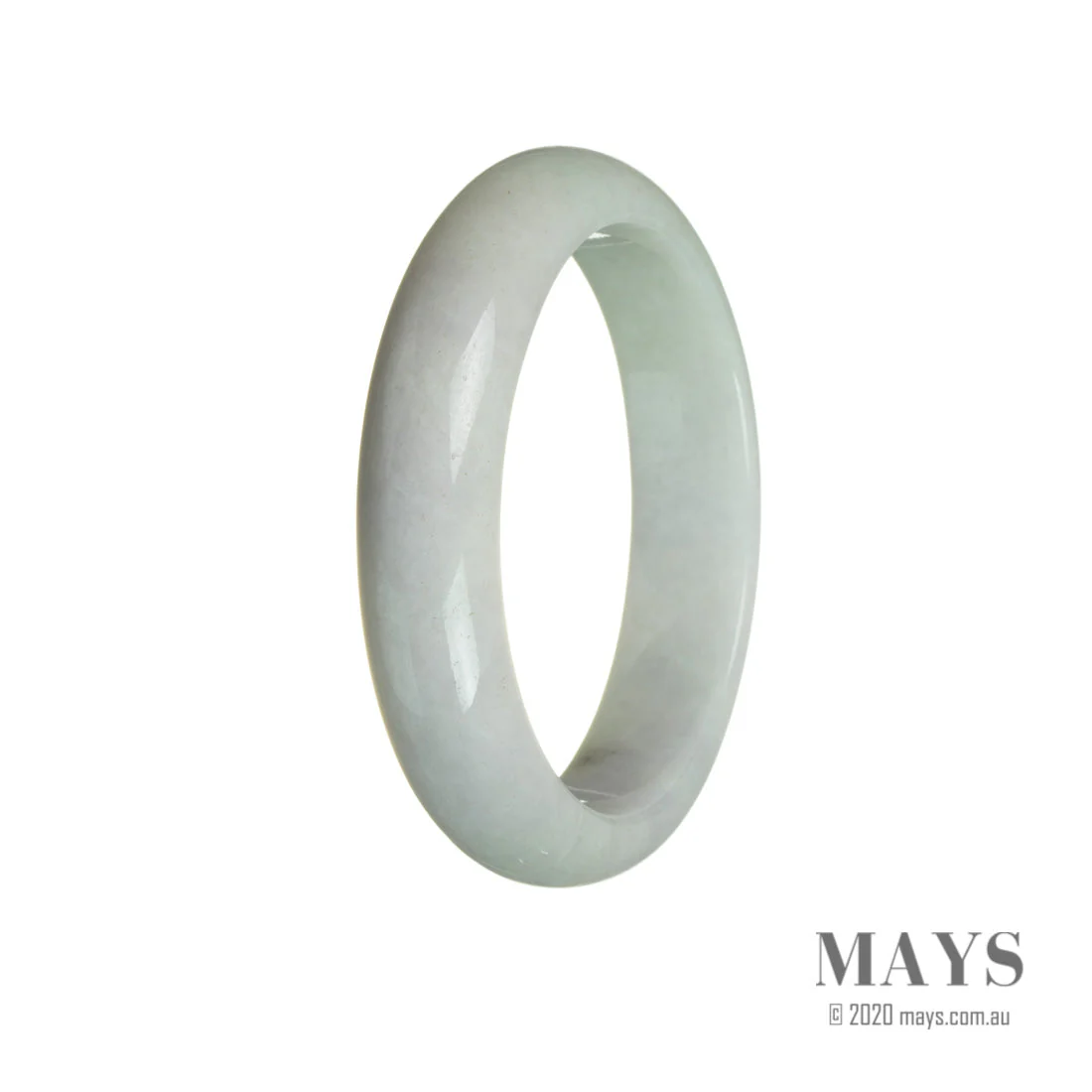Genuine Grade A Lavender with Pale Green Burma Jade Bangle - 60mm Half Moon