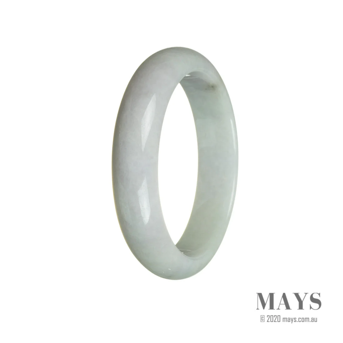 Genuine Grade A Lavender with Pale Green Burma Jade Bangle - 60mm Half Moon - Image 2