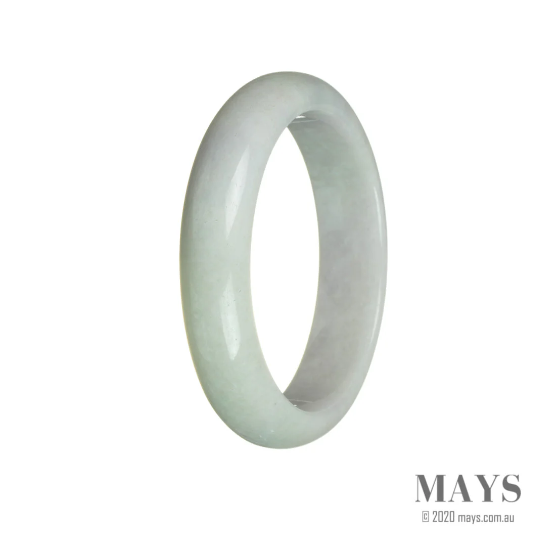 Genuine Grade A Lavender with Pale Green Burma Jade Bangle - 60mm Half Moon - Image 3