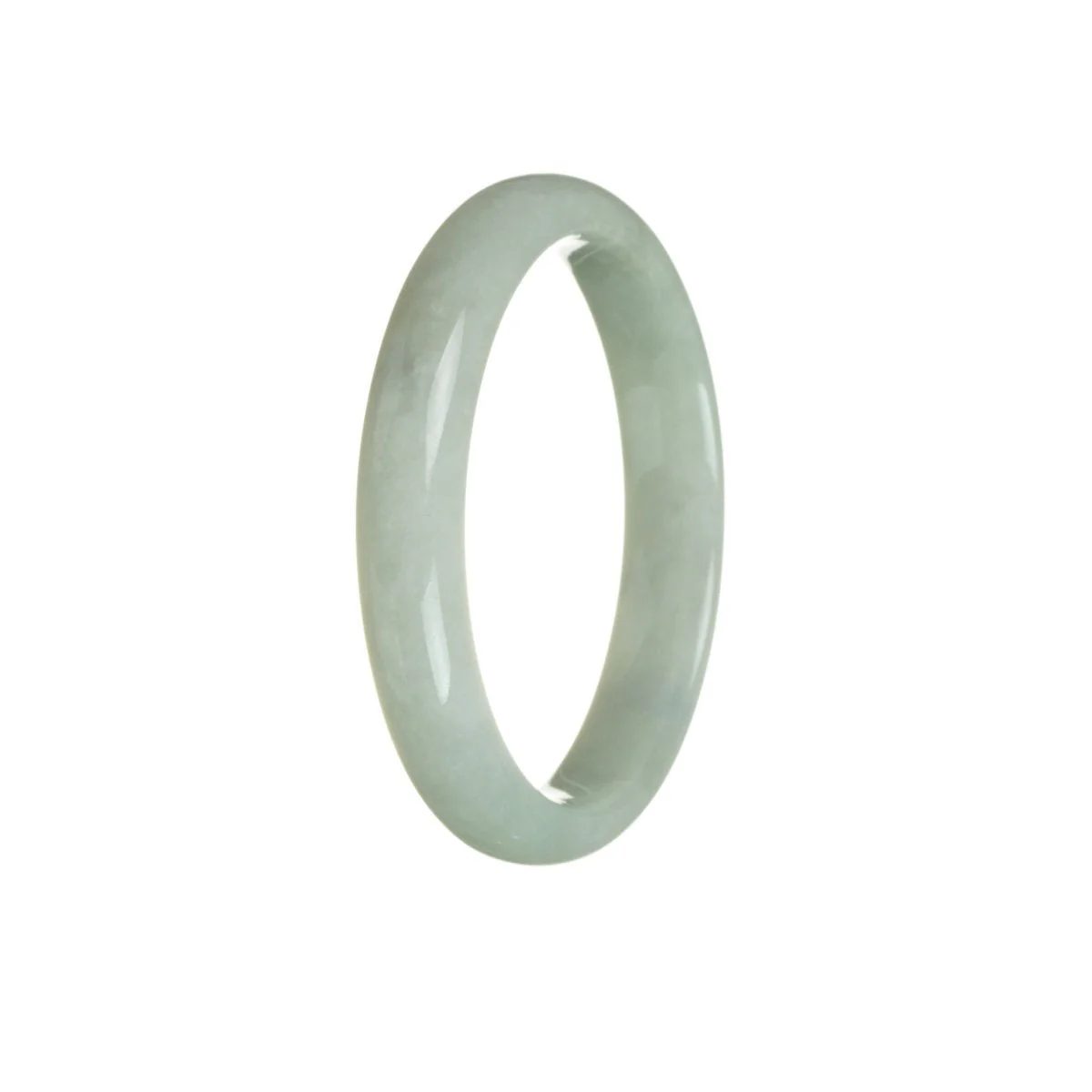 Genuine Grade A Pale Green Jadeite Bangle Bracelet - 57mm Half Moon