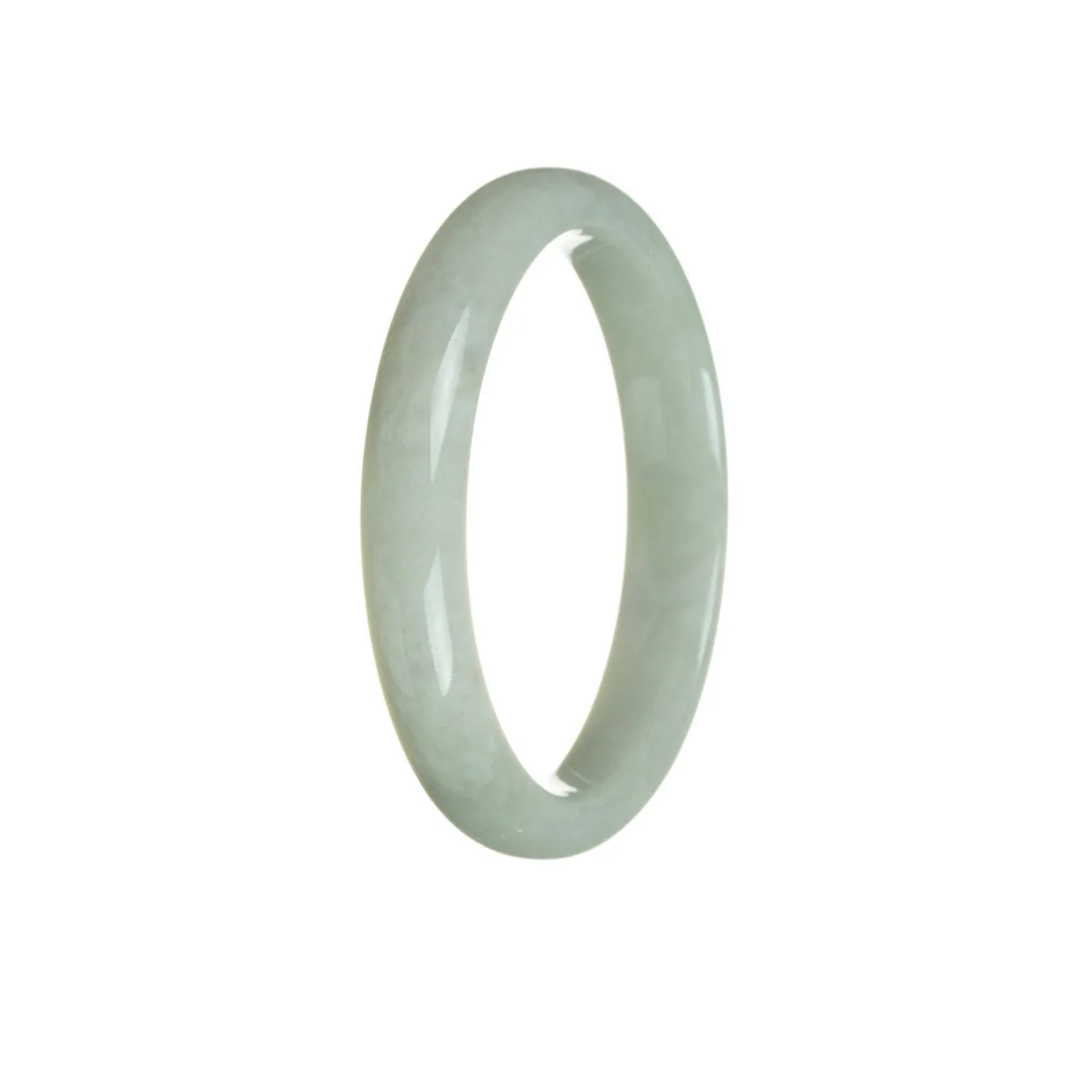 Genuine Grade A Pale Green Jadeite Bangle Bracelet - 57mm Half Moon - Image 2
