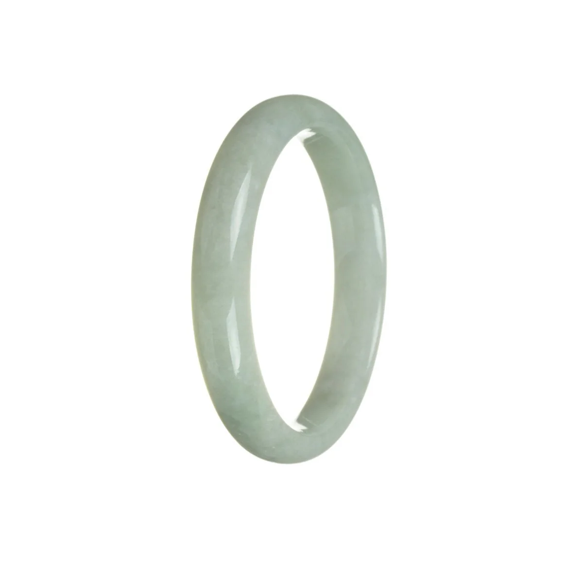 Genuine Grade A Pale Green Jadeite Bangle Bracelet - 57mm Half Moon - Image 3