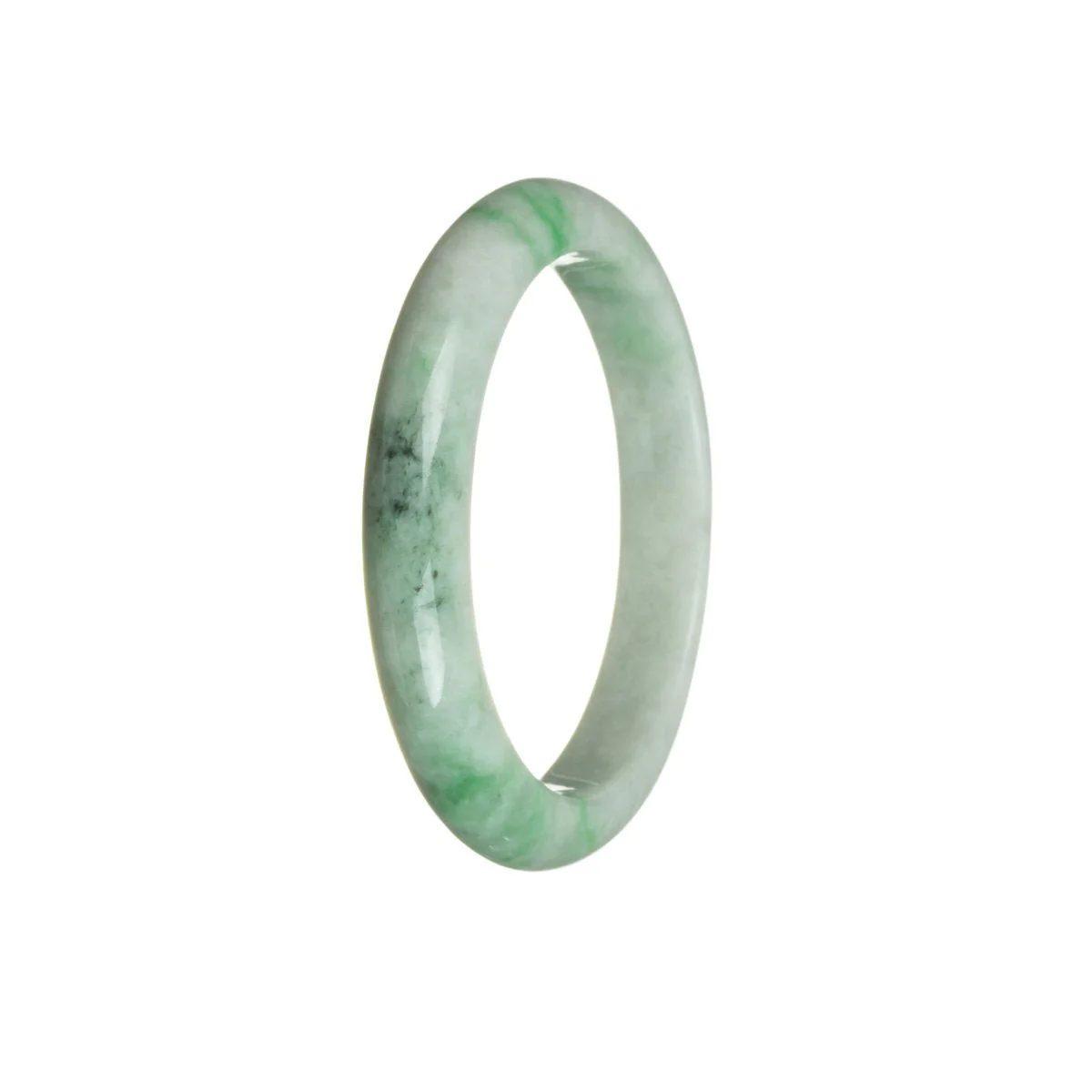 Certified Untreated White with Green Jadeite Bracelet - 55mm Half Moon