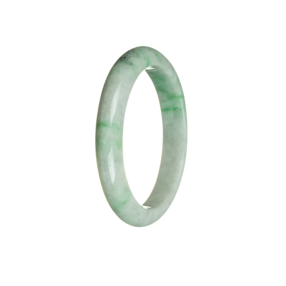 Certified Untreated White with Green Jadeite Bracelet - 55mm Half Moon - Image 3