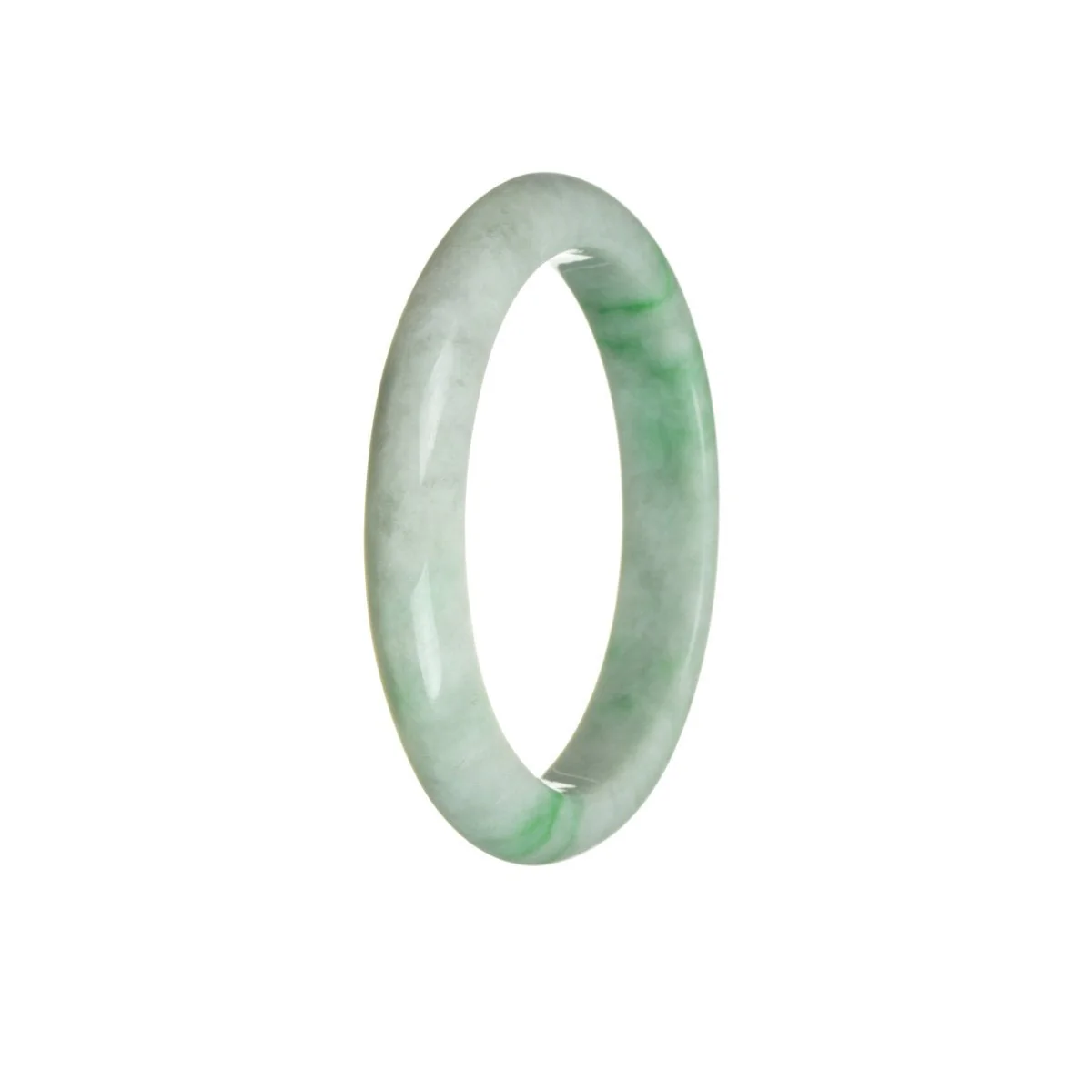 Certified Untreated White with Green Jadeite Bracelet - 55mm Half Moon - Image 4