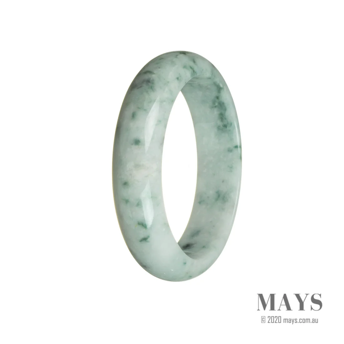 Genuine Grade A White Traditional Jade Bangle Bracelet - 59mm Half Moon
