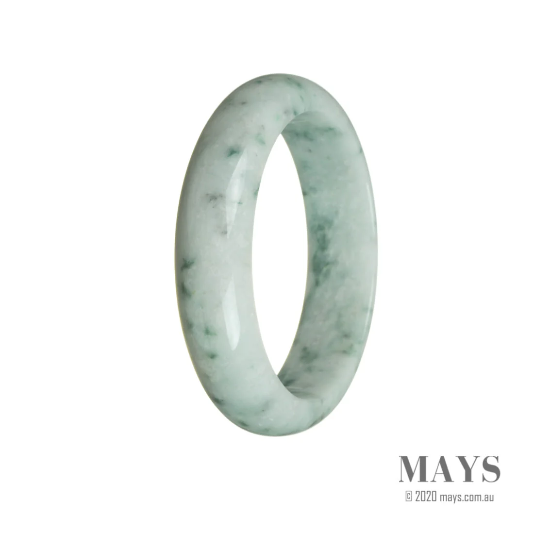 Genuine Grade A White Traditional Jade Bangle Bracelet - 59mm Half Moon - Image 2