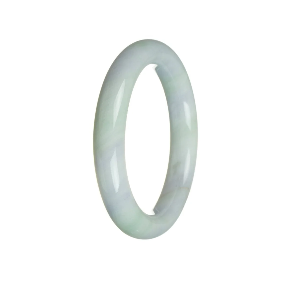 Real Untreated Green with Lavender Jadeite Bangle Bracelet - 56mm Round
